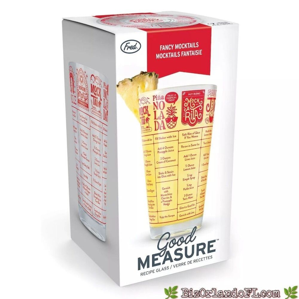 Genuine Fred Good Measure Mocktails Recipe Pint Glass 16oz Alcohol-Free Mixology